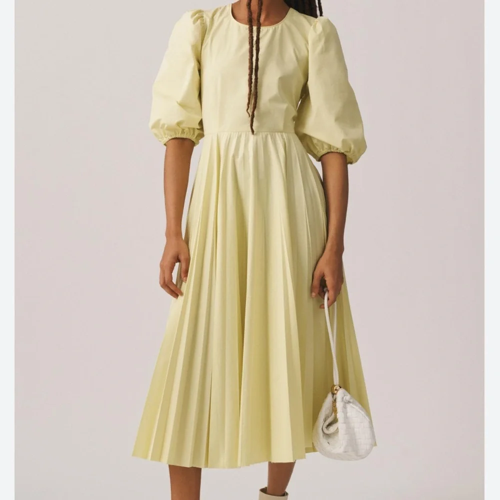 Beatrice B Pleated Yellow Dress - Picture 4 of 15